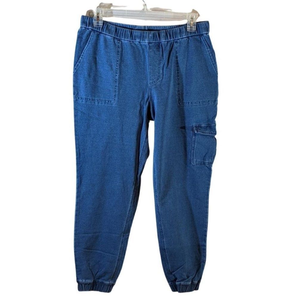 🆕NWT DENIM & CO ANTIQUE WASH BLUE DENIMS W/ELASTIC ANKLE - L